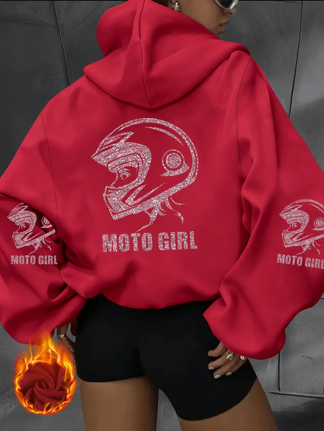 Unisex Motorcycle Hoodie Moto Girl Helmet Graphic Oversized Pullover Sweatshirt Biker Streetwear Autumn Winter