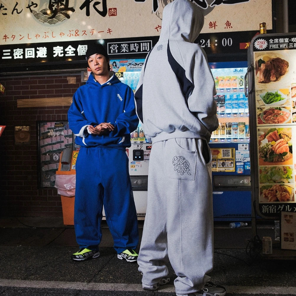 Autumn and winter new trendy men's and women's high street Japanese casual sports letter hooded sweatshirt and pants set ATFH