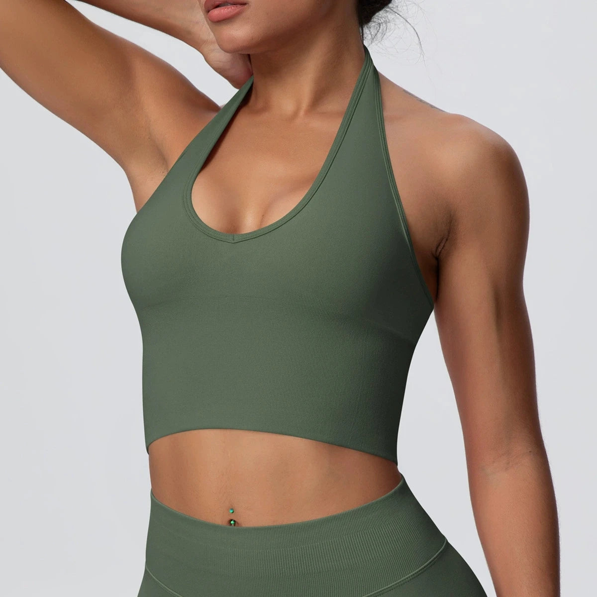 Seamless Sports Bra Gym Top Women Fitness Halter Yoga Bras Gym Crop Top Shockproof Breathable Running Workout Sports Underwear - ATFH