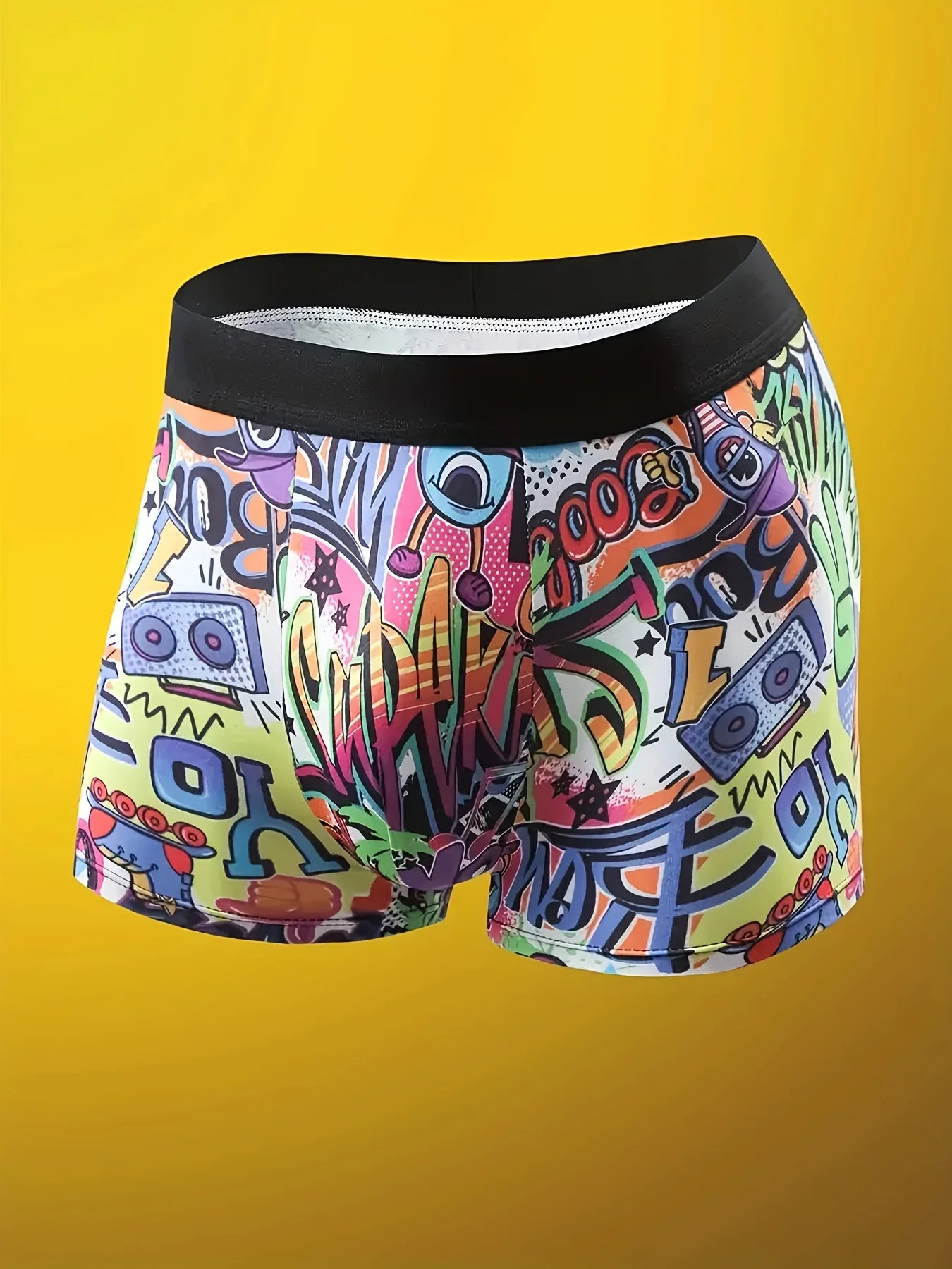 10pcs Men's underwear fun printed men's flat corner pants suitable for beach leisure, outdoor swimming, teenagers' men's panties