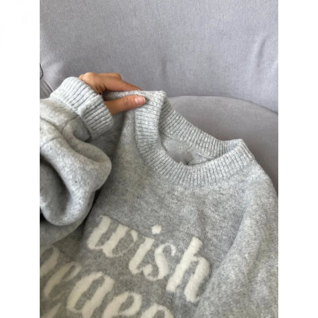 Oversized Letter-print Crew Neck Sweater for Women New Autumn/winter Style Loose and Soft Knitwear - ATFH