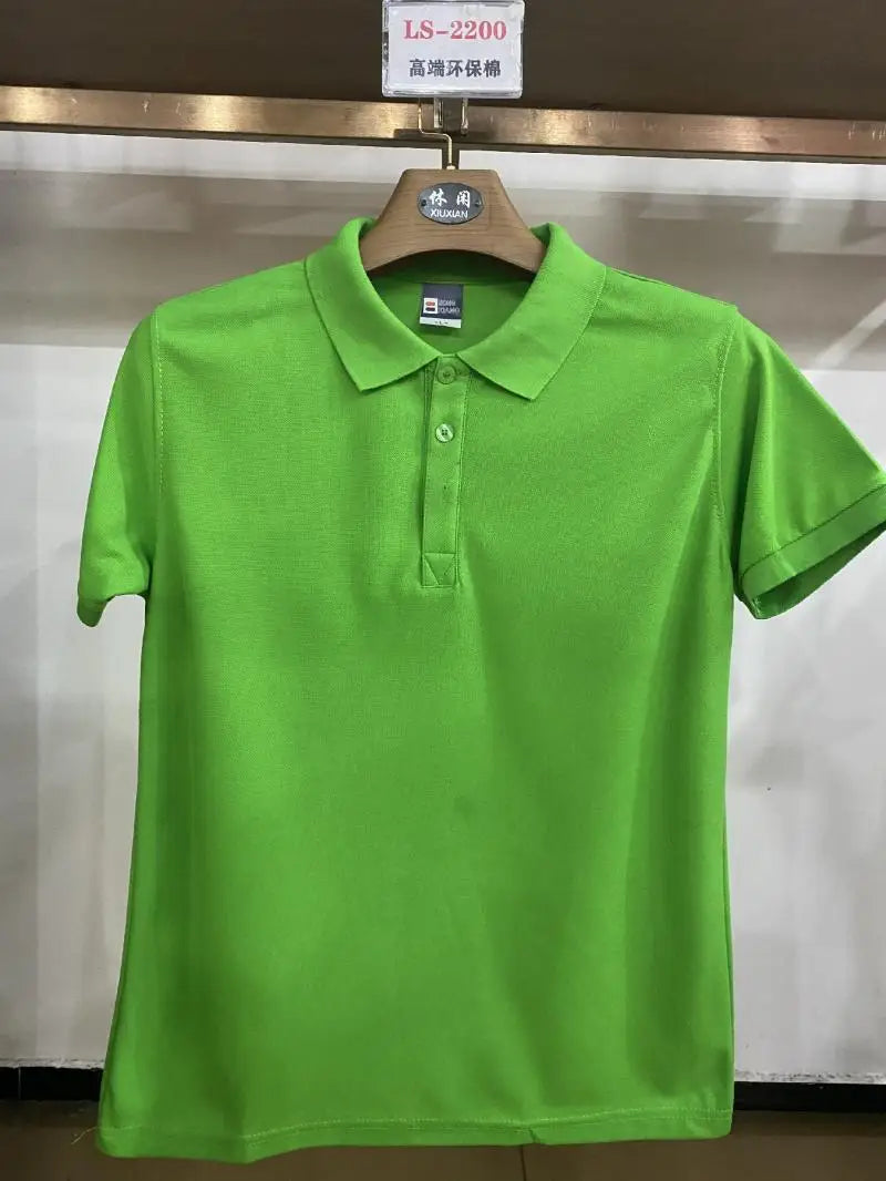 Custom Logo Embroidery Printing Mens Shirts Cotton Short-Sleeved Polo Shirts Summer Lapel T-shirt Business Men Women Tops Shirt