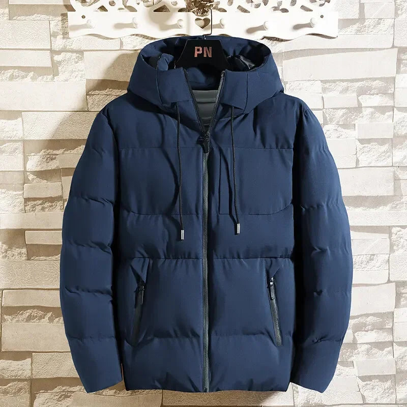 New Men's Winter Thickened Down Cotton Jackets Fashion Windproof Warm Hooded Parkas Men Casual Zipper Pocket Cotton-padded Coats