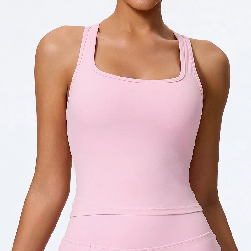 Hearuisavy Summer Shockproof Yoga Vest Running Gym Tank Top Women Fitness Quick-Dry Workout Vest Female Sports Sleeveless Top - ATFH