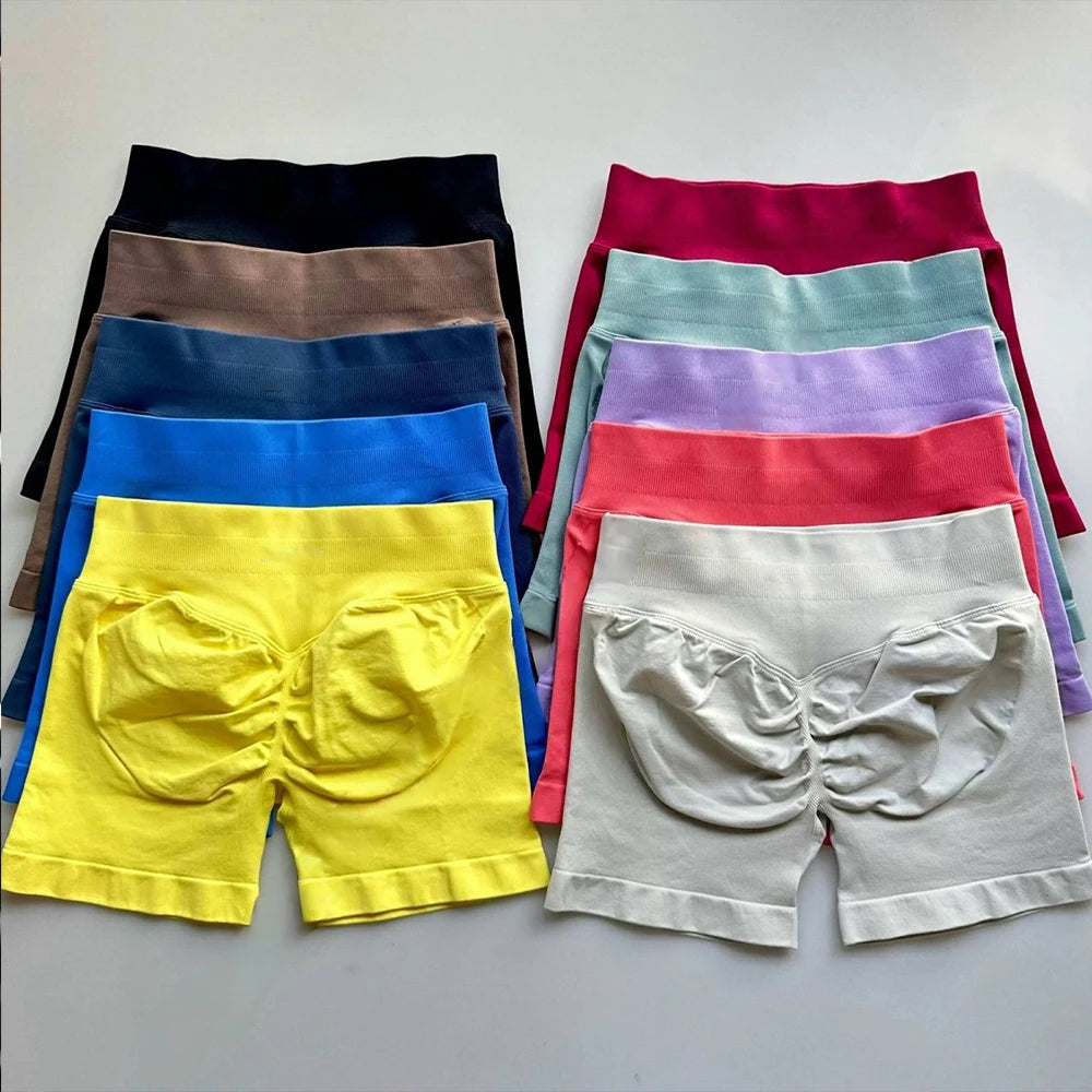 LOGO Tight High Waist Hip Lifting Yoga Pants Seamless Breathable Quick-drying Naked-feeling Sports Fitness Three-point Shorts