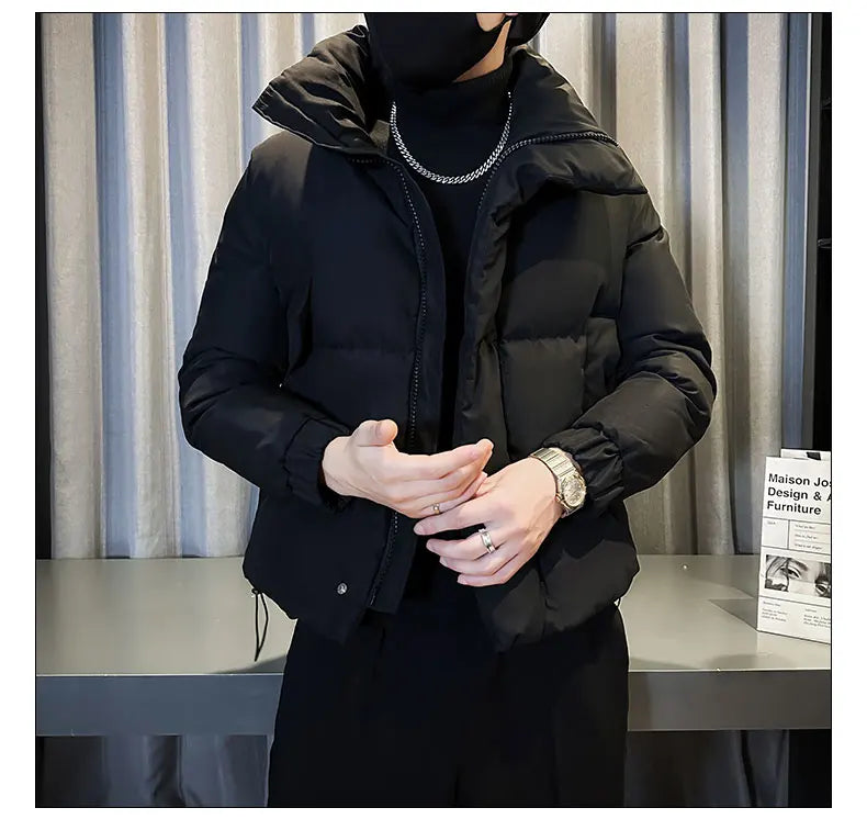 Men's Autumn Winter Thickened Warm Jacket Waterproof Casual Loose Parkas Solid Stand O-Neck Parka for Men Street Coat Men Q47 ATFH