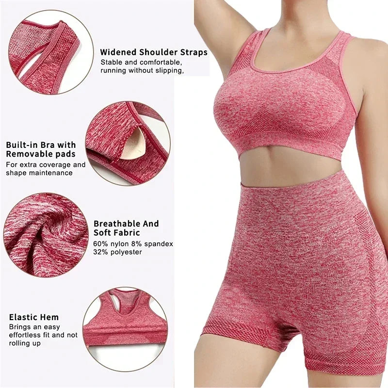 Yoga Set Gym Shorts Women Sport Bras Brassiere Workout Tops for Women Yoga Clothes Fitness Leggings Gym Set Seamless Yoga Sets Tahsi Fashion House