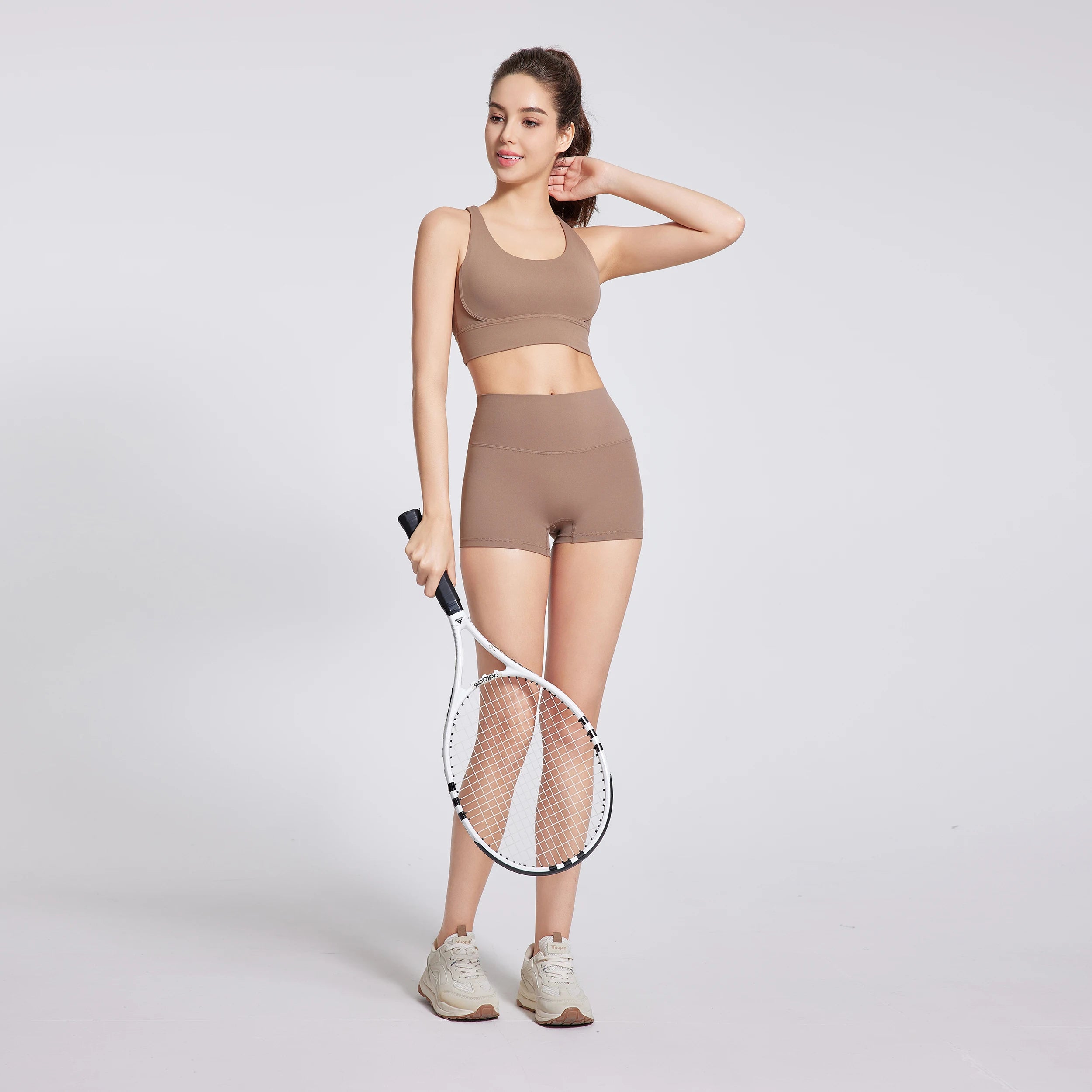 2 Pieces Yoga Clothes Gym Sets Sports Shorts Women Cross Back Bra Top High Waist Shorts Fitness Suits Running Workout Tracksuit - ATFH