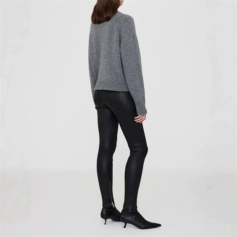2026 Spring/Winter New Classic Paris Letter Jacquard 100% Cashmere Slim Fit Knit Sweater for Women - ATFH