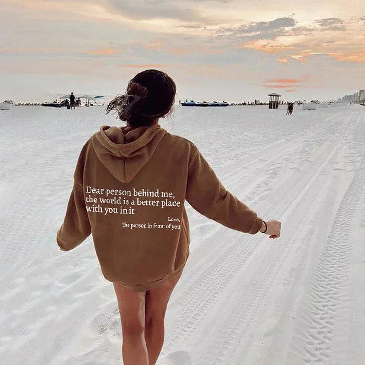 Dear Person Behind Me Men's Kangaroo Pocket Hoodie Classic Retro Women's Back Text Hoodie Neutral Fashion Hoodie Autumn Winter