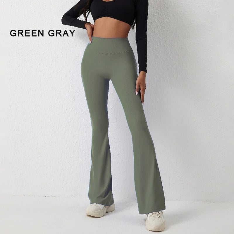 DIAS FIT JOY Peach flared pants for women's yoga high waisted and hip lifting tight pants wide leg fitness pants quick drying ATFH