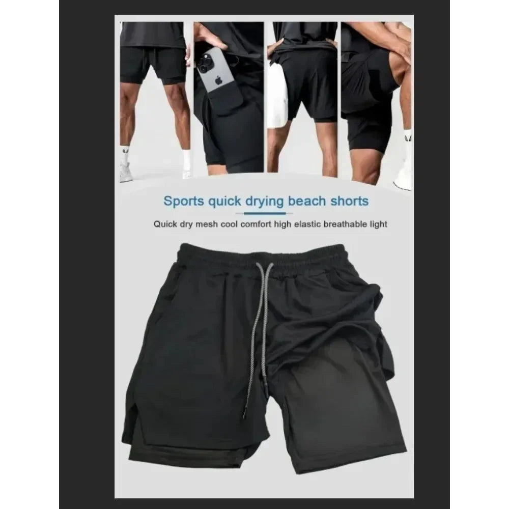 Bandai One Piece Luffy Printed Double-layer Shorts, Loose Men's and Women's Summer Sweat-wicking and Breathable Sports Shorts