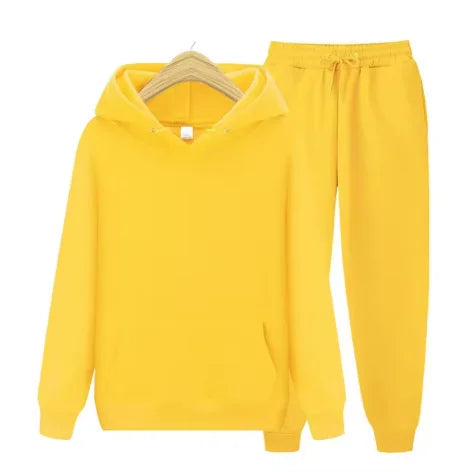 Men's Autumn /Winter New Solid Color Hoodie+pants Two-piece Set Fashionable Casual Sports Set Size S-3XL Men's Tracksuit ATFH
