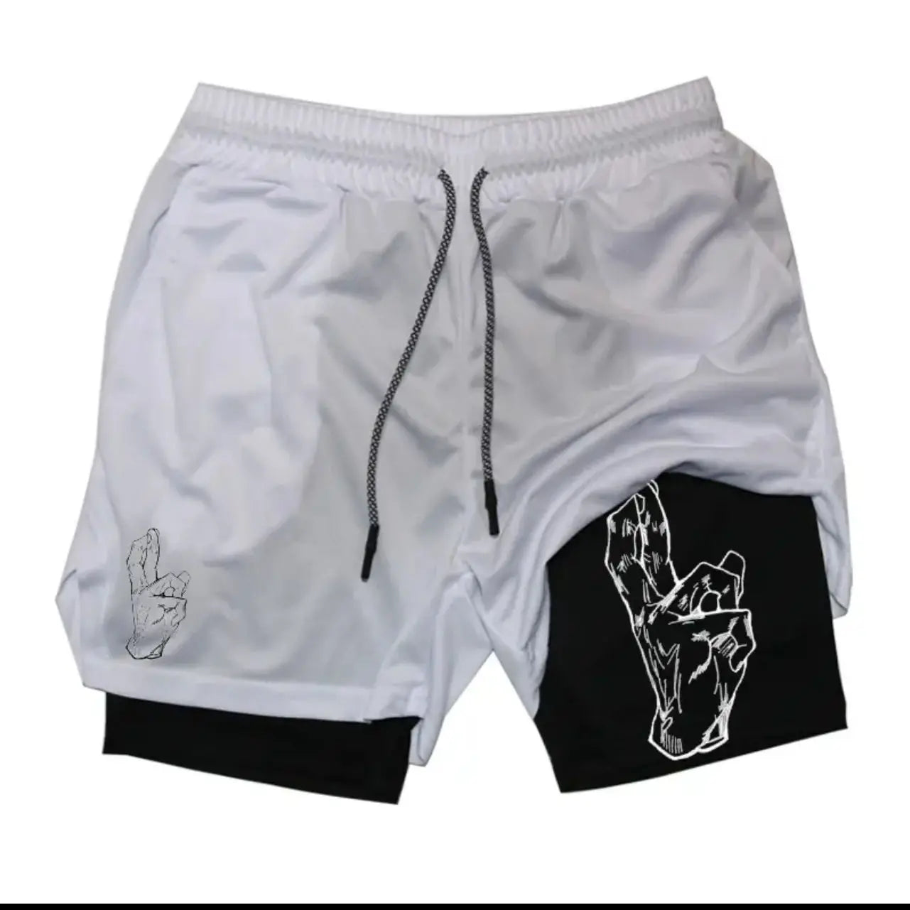 2025 New Summer Anime Pattern Print Adult Double-Layer Fashion Fitness Casual Shorts
