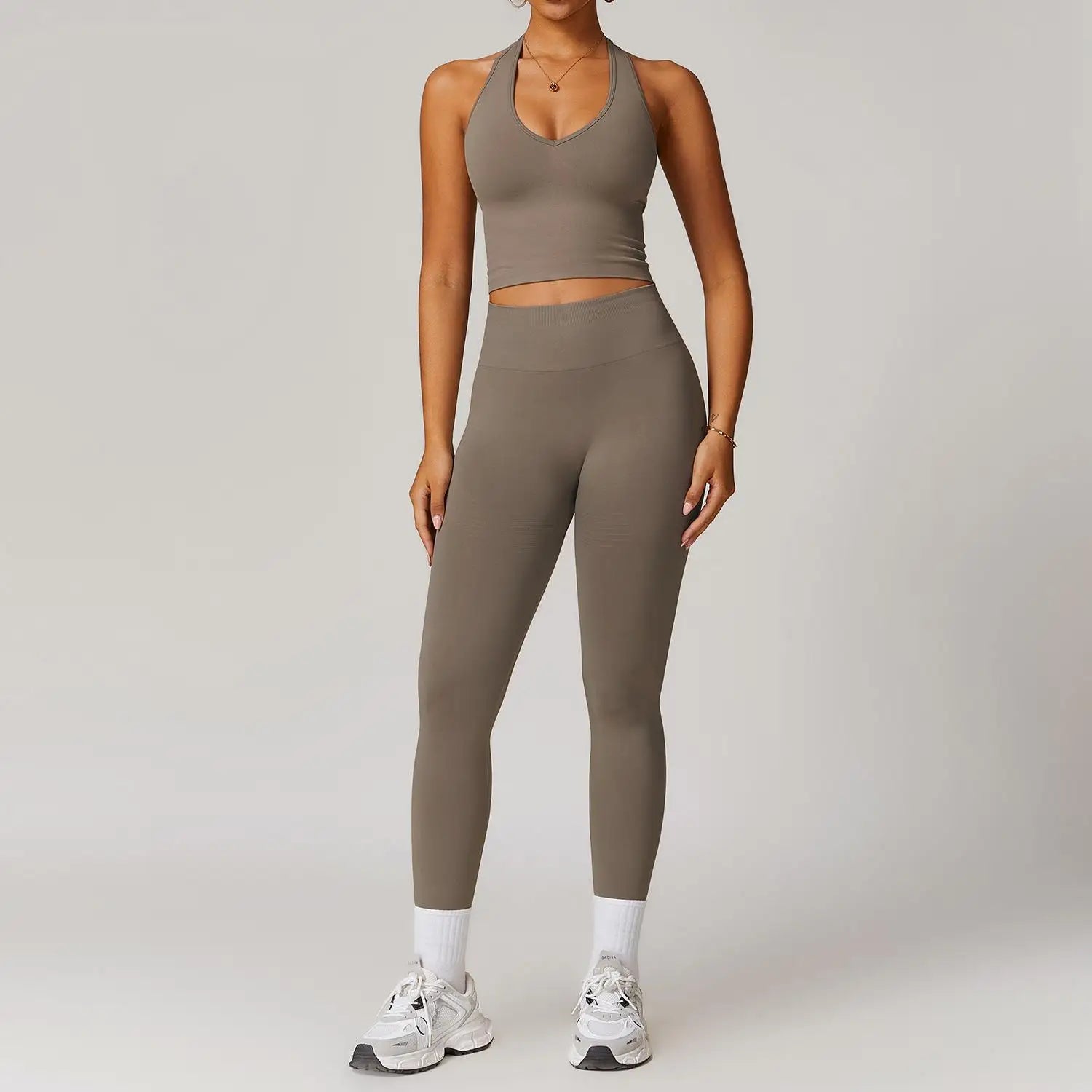 Seamless 2Pcs Yoga Pants Set Women Gym High Waisted High Support Fitness Leggings Push Up Seamless Edging Fitness Sports Bra ﻿ - ATFH
