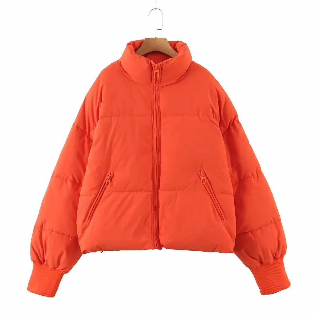 2025 New Women High Neck Short Down Cotton Padded Jacket Loose Slim Warm Puffer Coat Multi Color Options Fashion Versatile ATFH