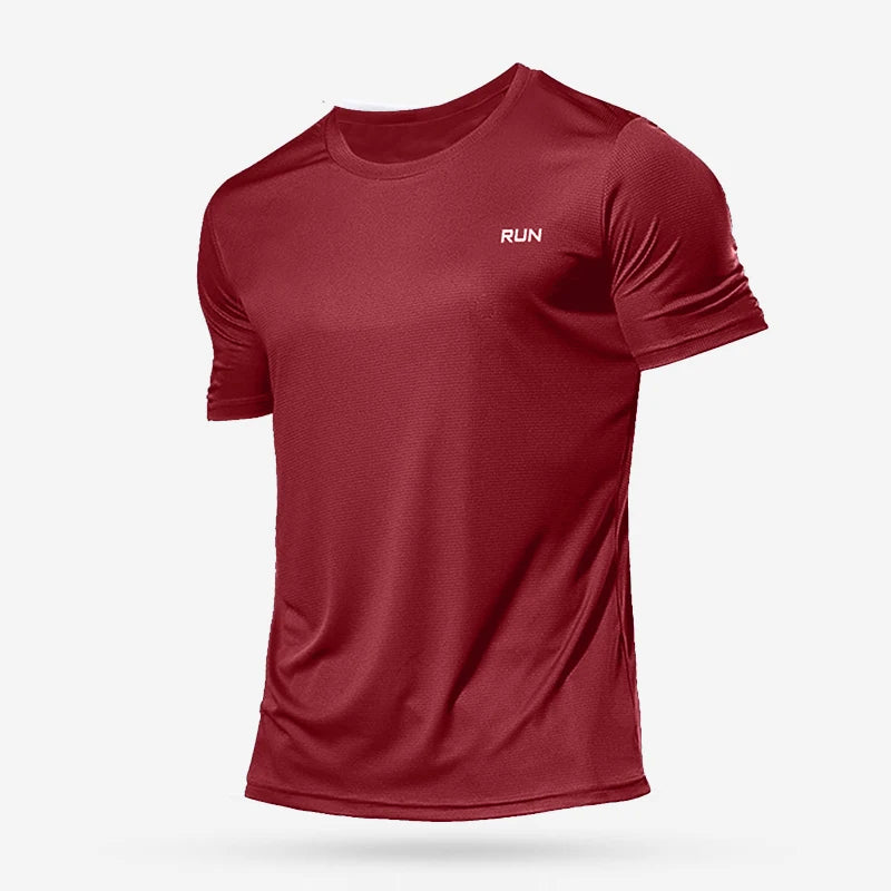 Summer Mens Quick Dry Running Bodybuilding Shirts Sport Gym t Shirt Men Short Sleeve Fitness Tops Oversized t-Shirt Jersey - ATFH