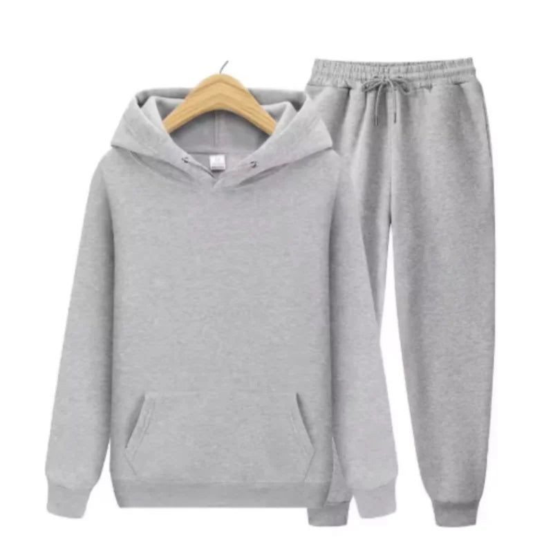Men's Autumn /Winter New Solid Color Hoodie+pants Two-piece Set Fashionable Casual Sports Set Size S-3XL Men's Tracksuit ATFH