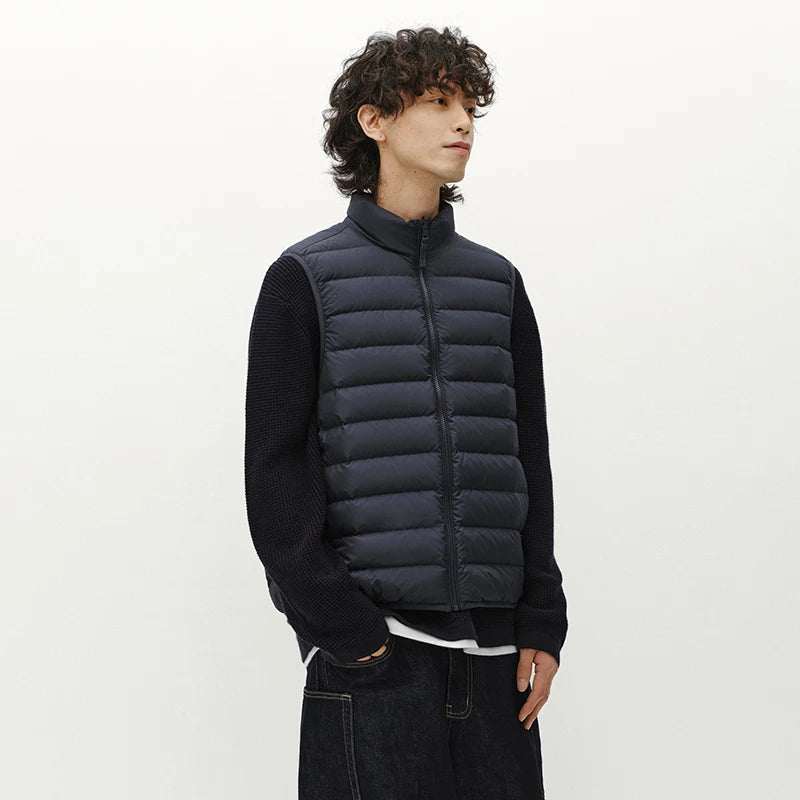 Semir Men Down Vest Water Repellent Lightweight Build 90 Percent Down Fill Stand Collar Solid Color Commuter Style 2026 Winter