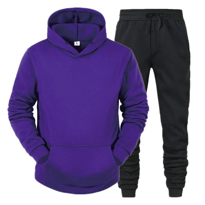 Basic Men/Women 2Pcs/Sets Sweatshirt Hoodies Pants 2024 Male Gyms Fitness Tops Joggers Sportswear Tracksuits ATFH