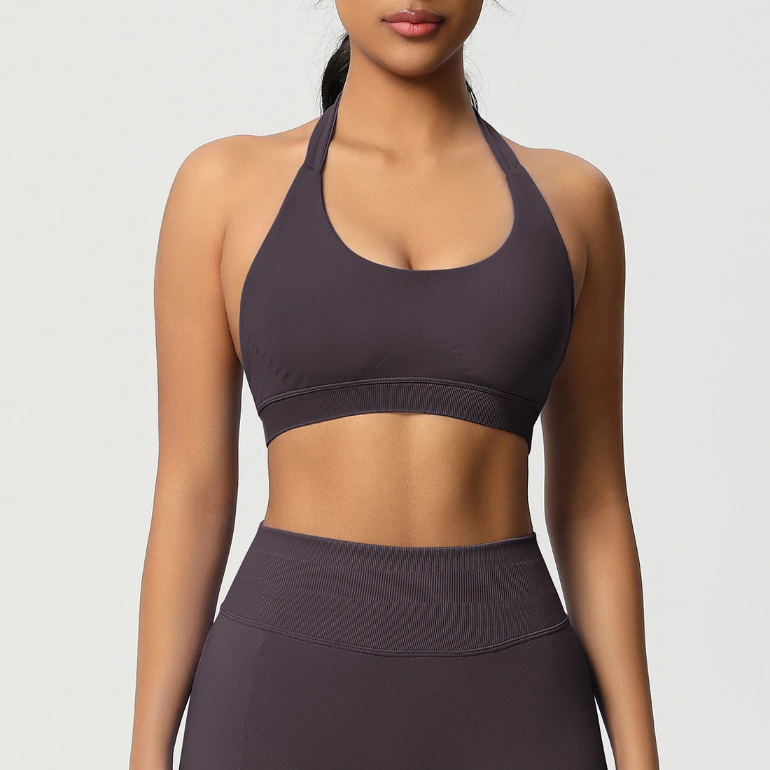 High Stretch Sports Bra Women Halter Seamless Yoga Bra Padded Backless Sports Bras Gym Crop Top Push Up Workout Yoga Tops Woman - ATFH