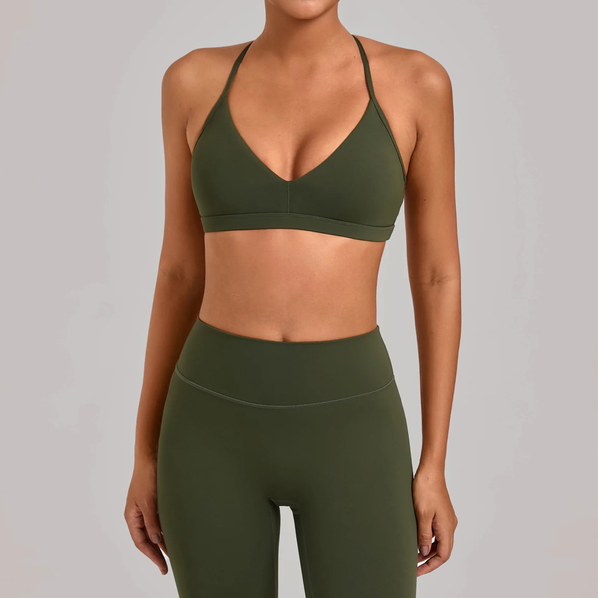 VEQKING Easy Lift Women Sports Bras Ultra Minimal Yoga Crop Tops V Neck Gym Fitness Bras Adjustable Straps Padded Workout Tops - ATFH
