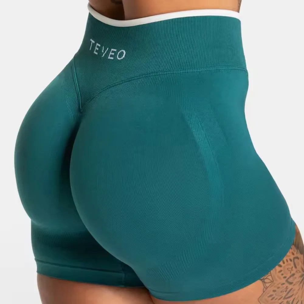 TEVEO Seamless Yoga Shorts for Outdoor Wear, Stylable Hip Lifters, Fitness & Workout Shorts Tahsi Fashion House