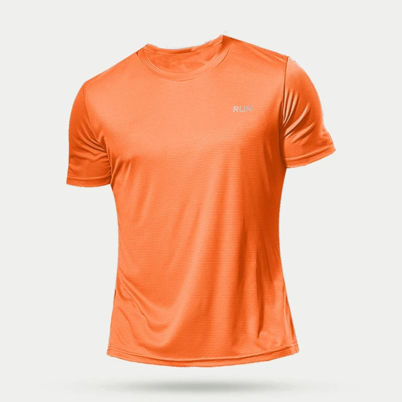 Summer Mens Quick Dry Running Bodybuilding Shirts Sport Gym t Shirt Men Short Sleeve Fitness Tops Oversized t-Shirt Jersey - ATFH