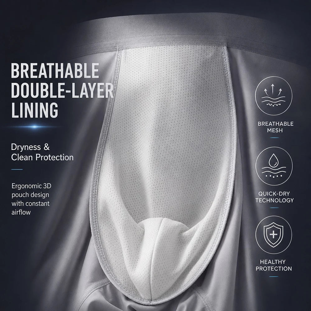 1/3PCS Summer Ultra-thin Ice Silk Man Underwear Breathable Antibacterial Mesh Crotch Boxers High Elastic Seamless Men's Panties