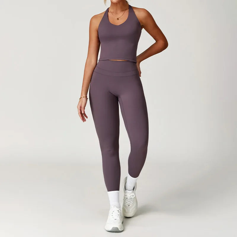 2 Pieces Sportswear Women Yoga Set Gym Clothes Sportswear Yoga Suits Fitness Set Tracksuits Sports Bra Gym High Waist Leggings - ATFH