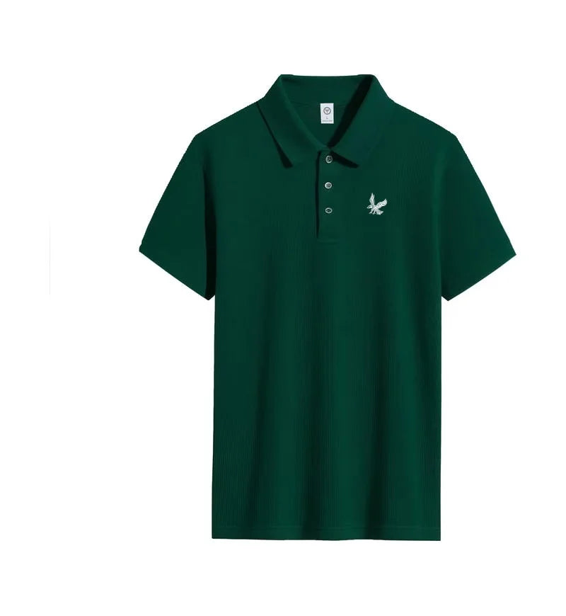 Men's fashionable high-end collar short sleeved T-shirt breathable polo shirt summer business trend T-shirt top