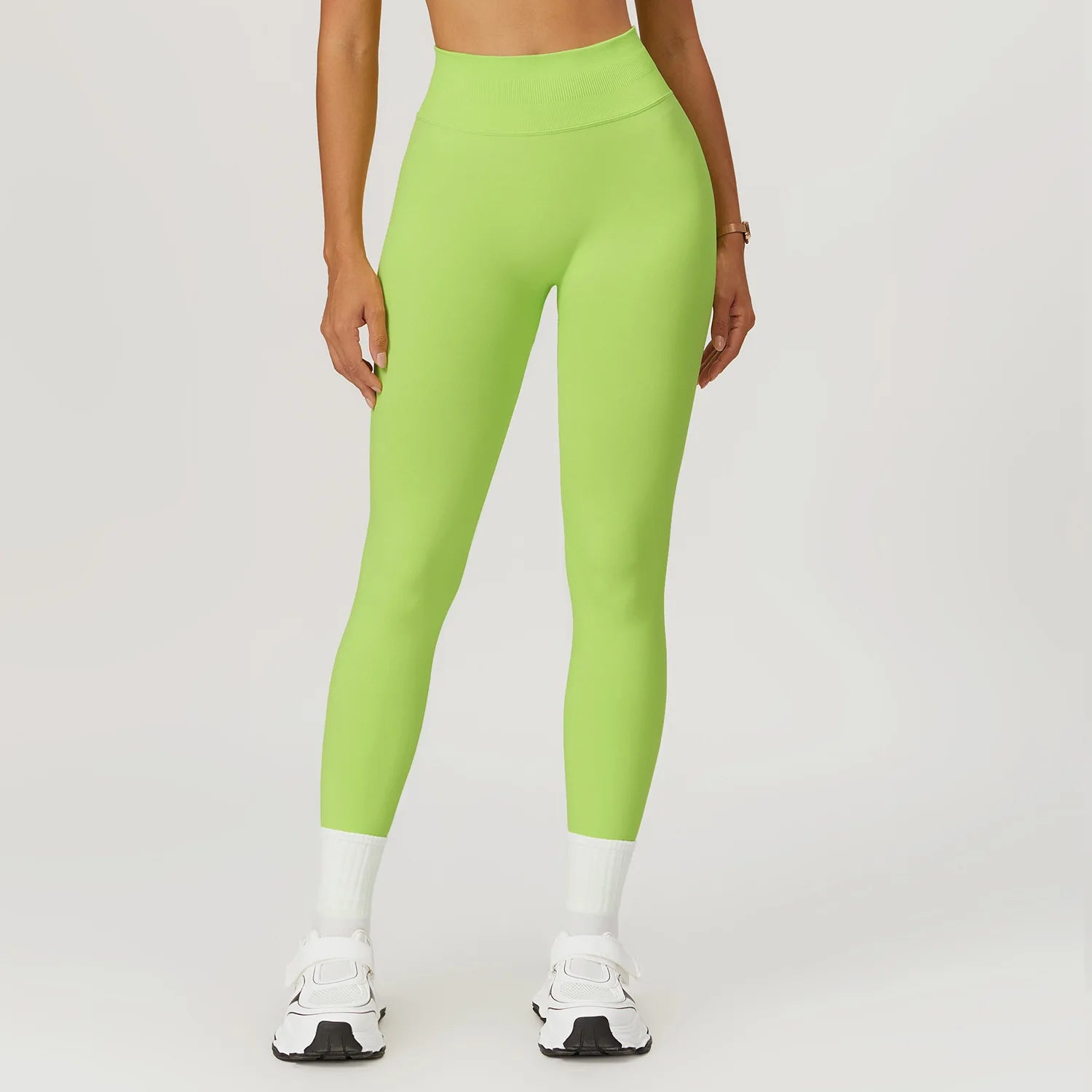 Seamless Fitness Leggings Women Sport High Waist Elastic Ribbed Yoga Leggings Gym Jogging Quick Dry Push Up Slim Pants Female - ATFH