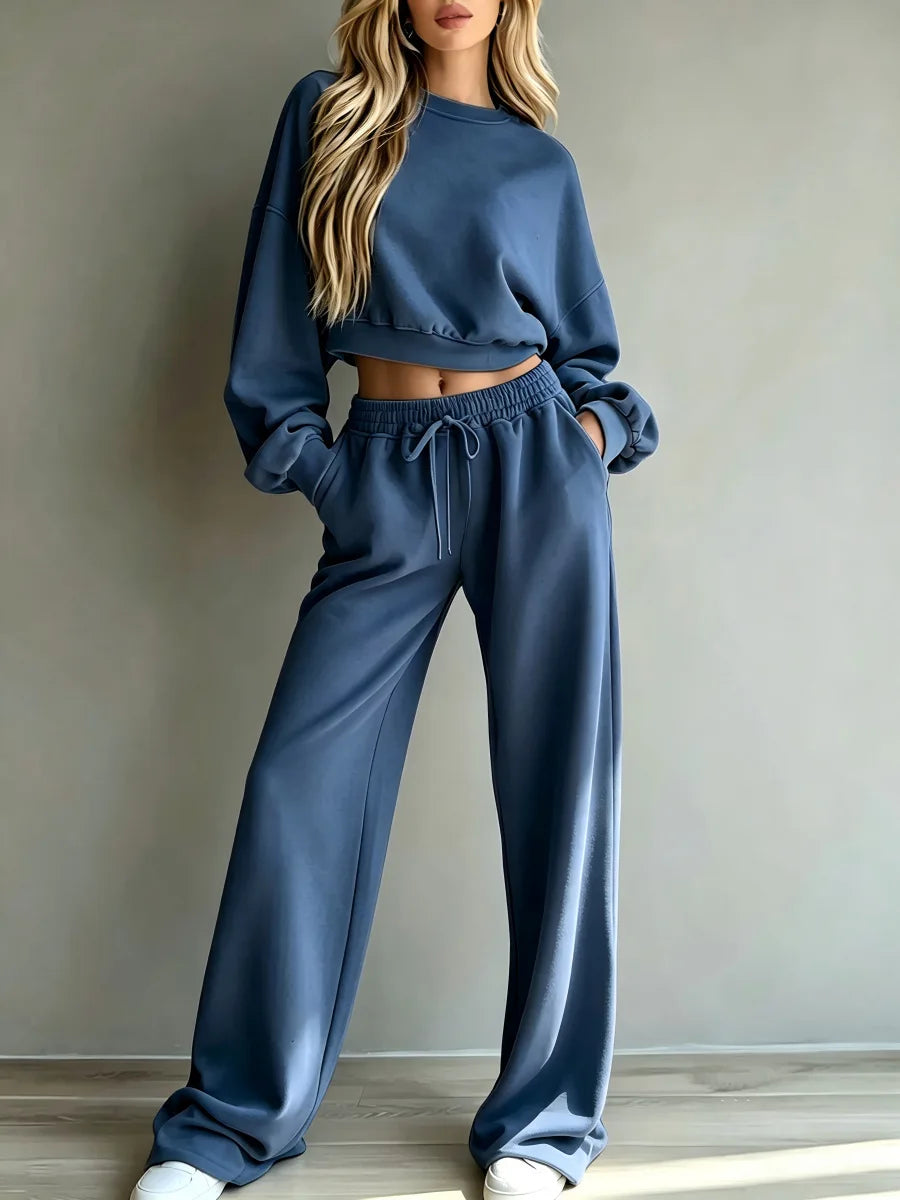 Women's soft Tracksuit Set Warm Autumn Fashion Hoodie Sweatshirts & Long Pants Casual Two-Piece Solid Hoody Pullover Outfit