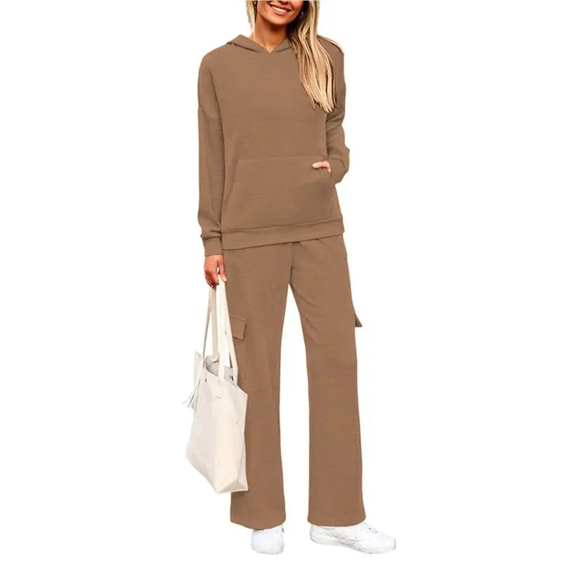 ABRT-2 Piece Sets For Women Fall Sweatsuits Outfits Lounge Matching Hoodie Set Travel Winter Clothes Camel Color L