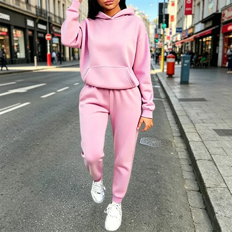 2026 Casual Women's Outfits Hooded Sweatshirt 2 Pcs Suit Daily Sports Jogging Sportswear Clothing Autumn Winter Woman Pants Sets