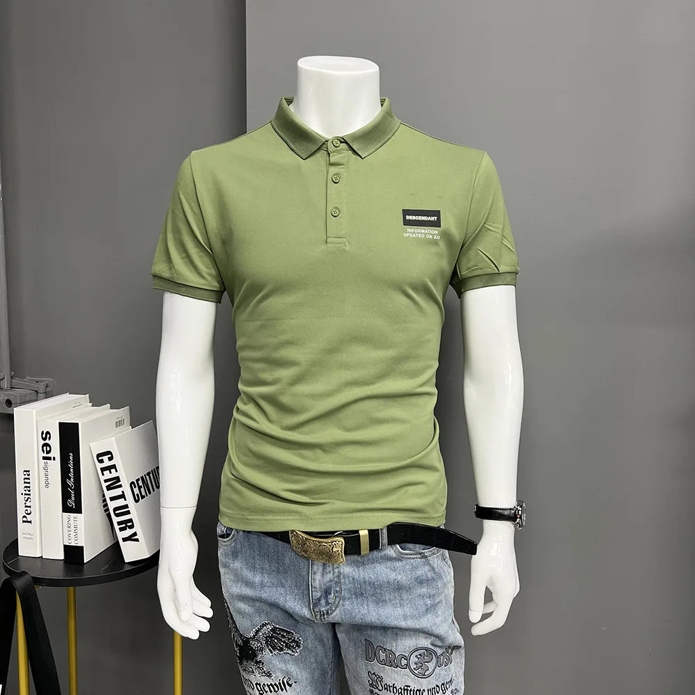 Men's Polo T-shirt Short Sleeved  Lapel Collar Tops Causal Daily Wear Lapel Collar Male Tees Summer New Trend Slim Man Cloting
