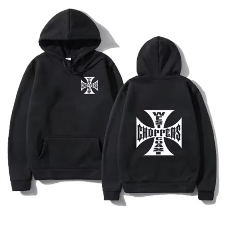 West Coast Iron Cross Choppers Printed Men's Hooded Fashion Cool Sweatshirt Unisex Fashion Fleece Oversized Hoodie Streetwear