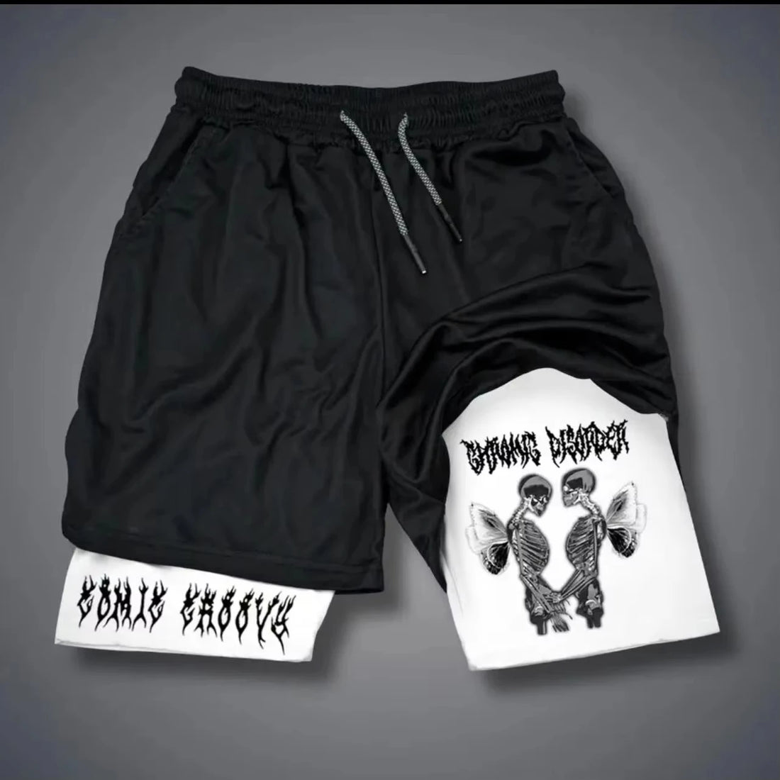 Men's Printed Shorts 2-in-1 Sweatpants Sports Exercise Running Pants with Mobile Phone Pocket Breathable Quick Dry Men Clothing