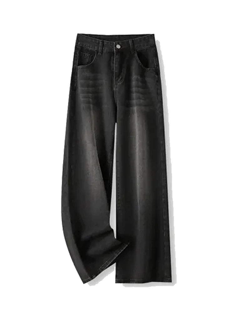 Retro High Waist Jeans Women's Fashion Y2K Straight Loose Denim Trousers Casual Vintage Washed Black Gary Girls Casual Pants