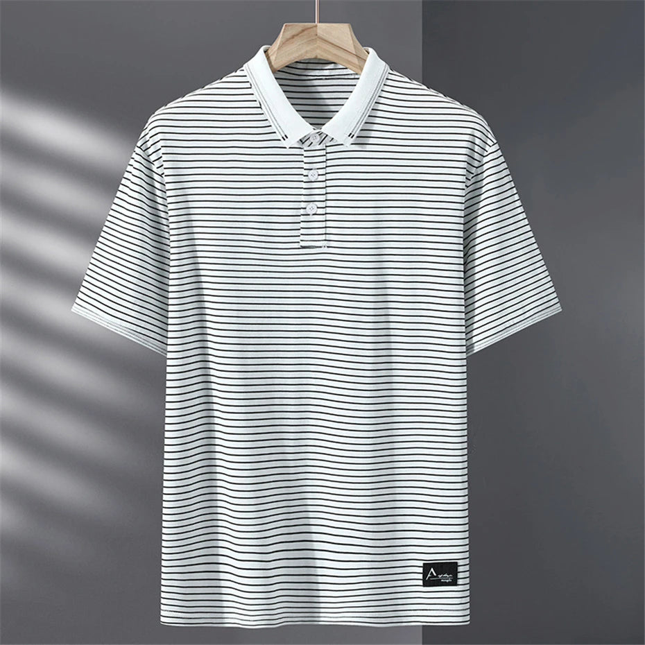 Striped Polo Shirt Men Summer Polo Shirts Contrast Color Tops Male Fashion Casual Short Sleeve Polo Shirts Summer