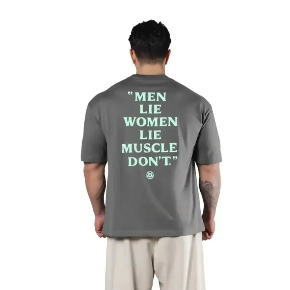 LYFT Oversized Loose Men's Casual Sport T-Shirt Gym Bodybuilding Fitness Short Sleeve Shirts Summer Cotton Breathable Tee Tops ATFH