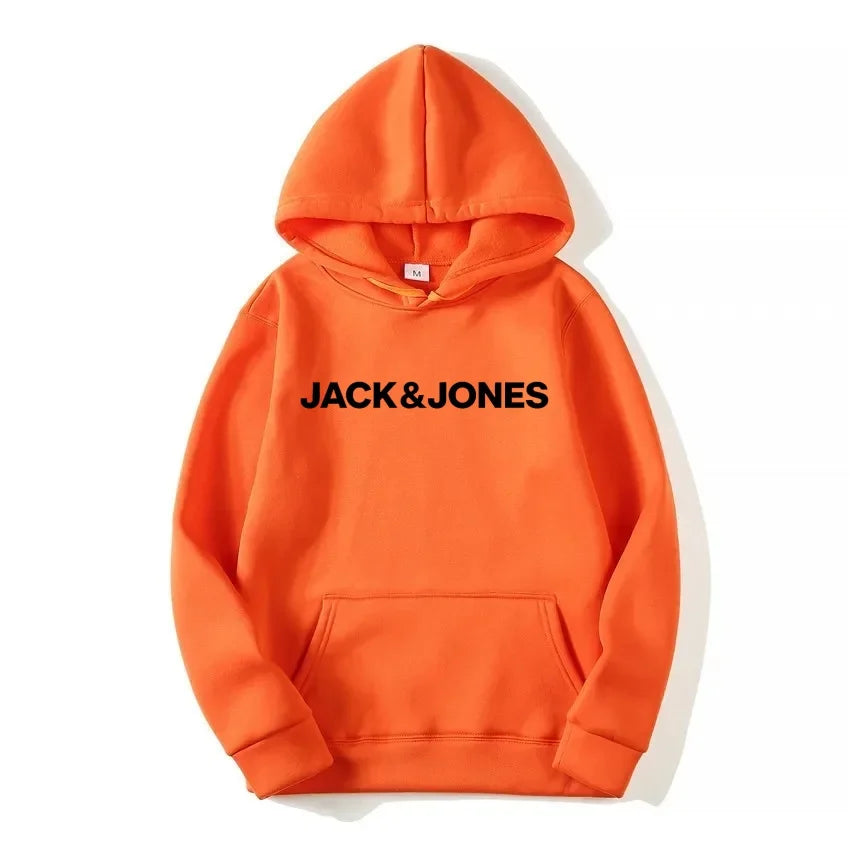 Jack & Jones Men's and Women's Hooded Sweatshirts, Fashionable Loose and Casual, Comfortable Printed Sportswear, Streetwear - ATFH