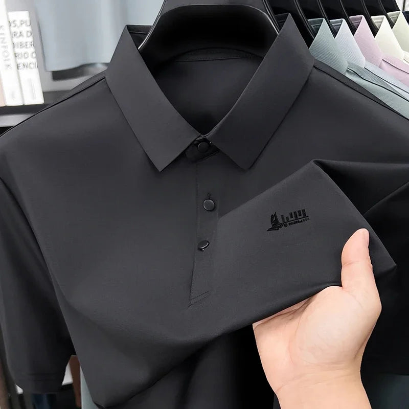 Mens Embroidered Polo Shirt Short Sleeve Slim Fit Casual Style Soft And Comfortable Fabric For Daily Wear And Weekend Getaways