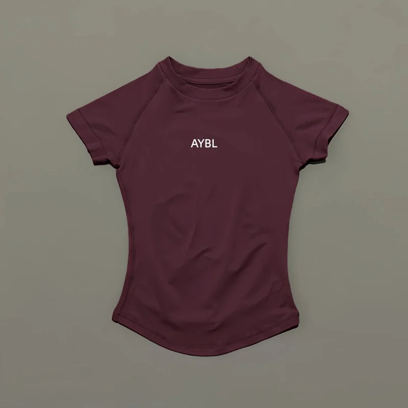 2 Pieces Sports Sets Short Sleeve Sculpt T Shirt Seamless Yoga Top Fitness Set Women Workout Running Sports Shorts Gym Suit - ATFH
