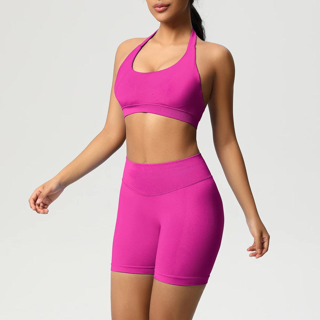 2PCS Sportswear Woman Sports Yoga Set Gym Clothes Yoga Suits For Women Tracksuits Sports Shorts Crossover Bra Gym Leggings - ATFH
