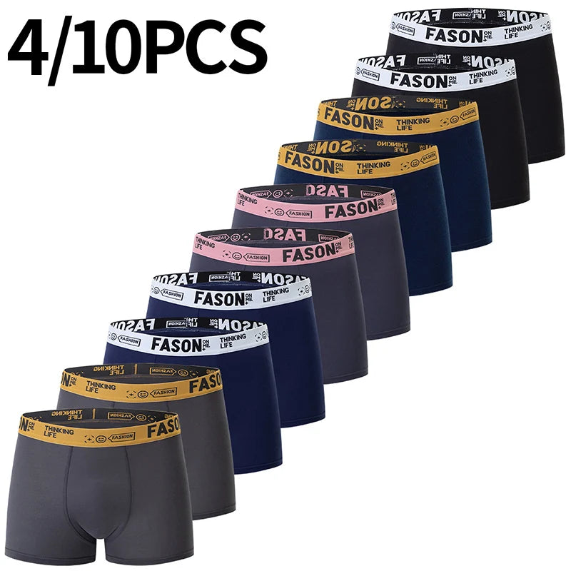 4/10 Piece Set Of Men's Casual And Fashionable Underwear Comfortable Boxer Shorts Youth Plus Size Sports Cycling Elastic Shorts