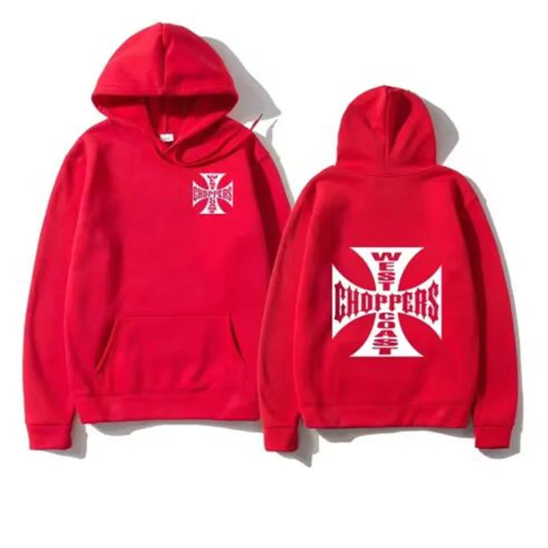 West Coast Iron Cross Choppers Printed Men's Hooded Fashion Cool Sweatshirt Unisex Fashion Fleece Oversized Hoodie Streetwear