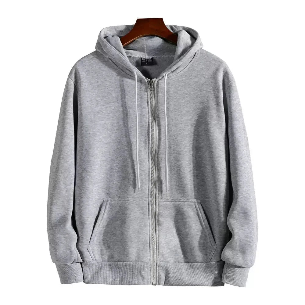 Zipper Hoodies Autumn Winter Men's New Long Sleeve Hooded Sweatshirt Fashion Casual Male Outfit Sportwear Loose Fit Clothes - ATFH