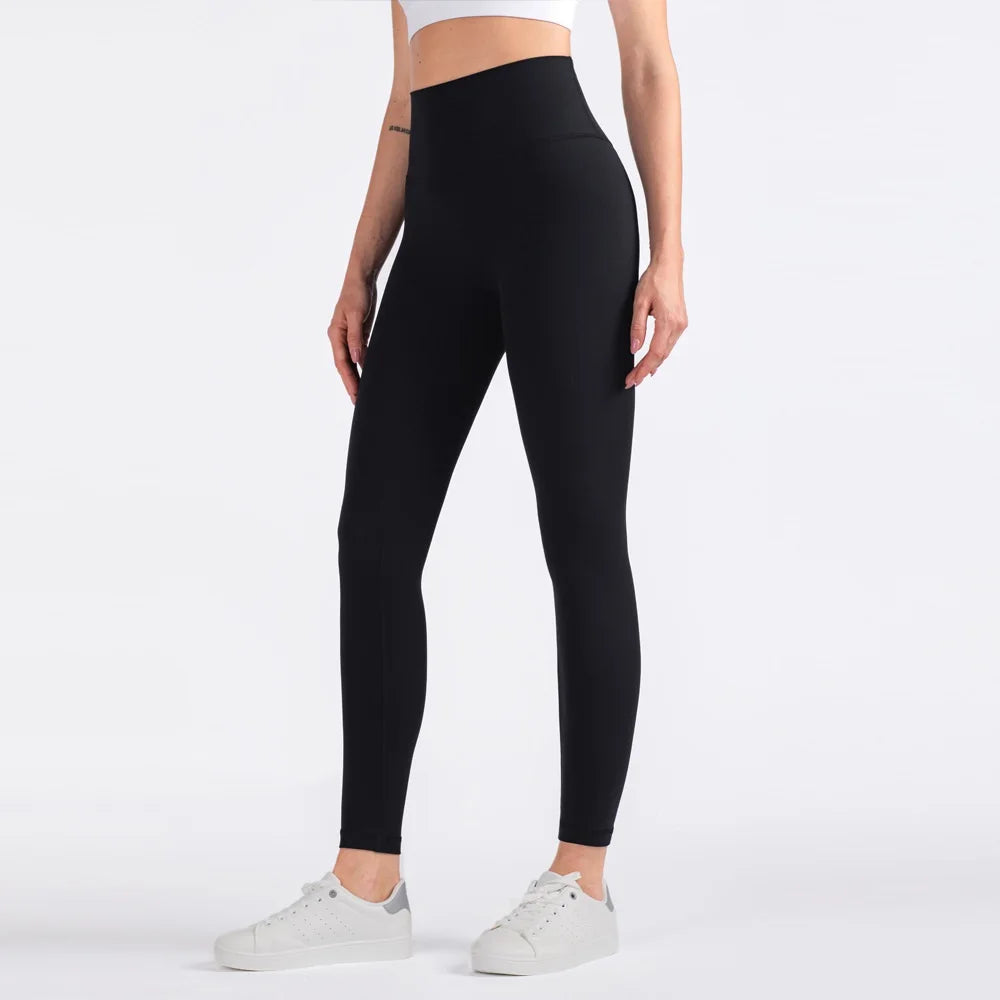 Solid Color High Waist Yoga Legging Athletic soft Women Sport Pant Tight Butter Gym Comprehensive Training Jog Back Waist Pocket - ATFH