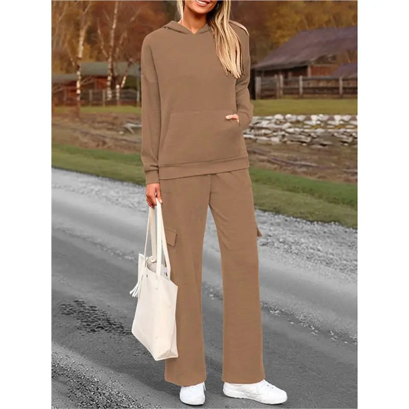 ABRT-2 Piece Sets For Women Fall Sweatsuits Outfits Lounge Matching Hoodie Set Travel Winter Clothes Camel Color L